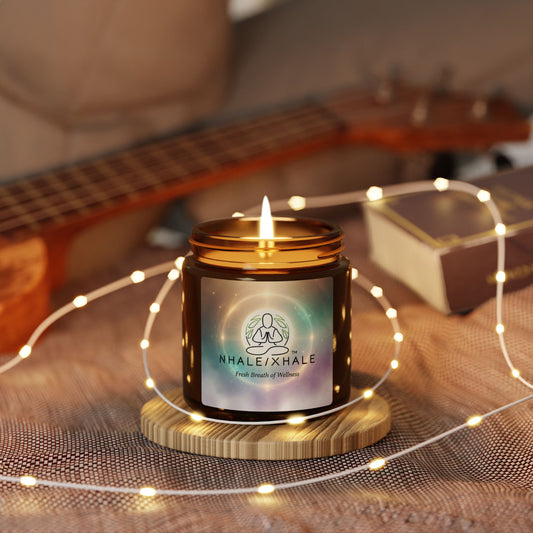 Halo Meditation Soy Candle — "Inhale/Exhale" Amber Jar Aromatherapy Candle