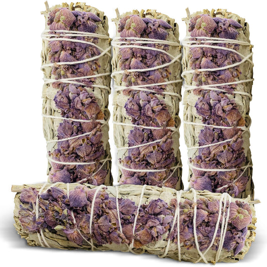 Lavender with White Sage - Bholi Sage Plus Sage Incense Sticks for Cleansing Negative Energy, Sage Sticks for House Cleansing - Lavender with White Sage Smudge Sticks Pack of 4